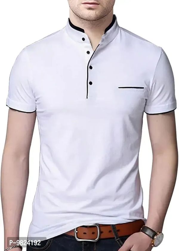 Ausk Men's Cotton Henley Neck Half Sleeve Solid Regular Fit T-shirts