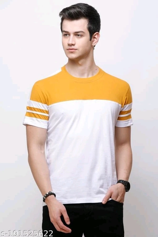 Striped Men Round Neck Half Sleeve - M