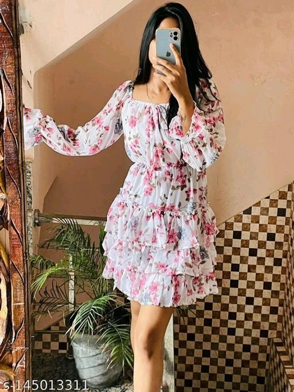 Women Fit And Flare Pink Color Dress  - XL