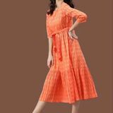 Rayon Printed Stylish Orange Kurti Dress For Women/girl - M