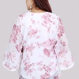 Stylish Short Sleeve Round Neck Printed Top For Girls & Women - L