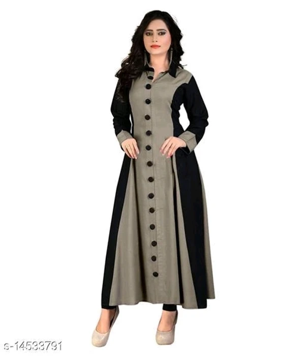 Women's Solid Cotton Rayon Blend Flared Kurta - M