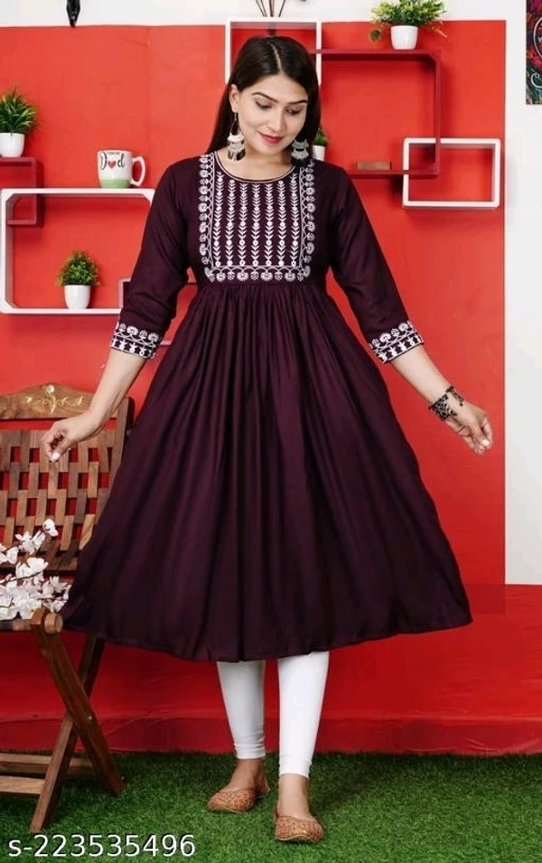 New Embroidered Gaithering Anarkali Kurta - XL