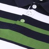 Men's Trendy Regular Fit Polo Neck Half Sleeve Striped Green T-shart - M