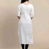 Stylish Women Crepe White Colour Digital Printed Straight Kurta - XL