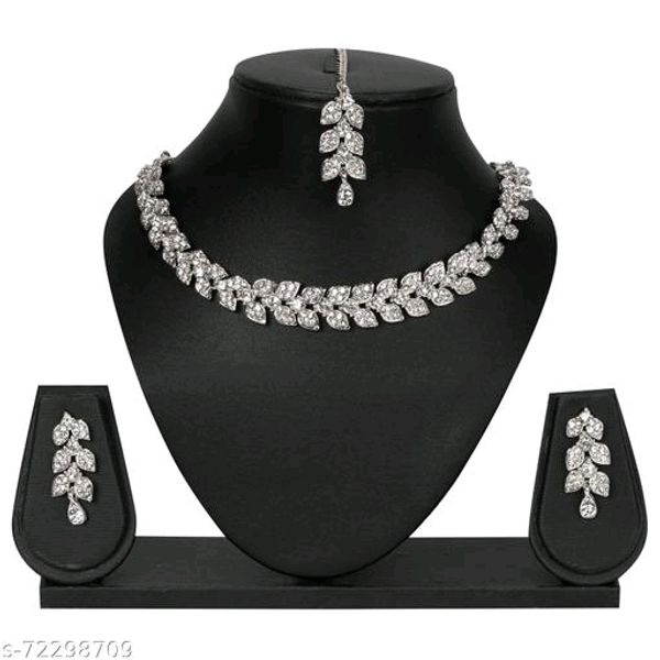 Rhodium Plated Jewellery Set White Austrian Diamonds For Women And Girls