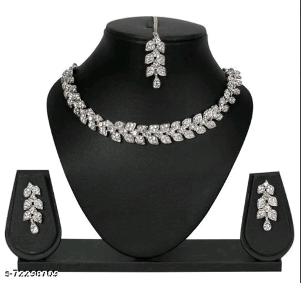 Rhodium Plated Jewellery Set White Austrian Diamonds For Women And Girls