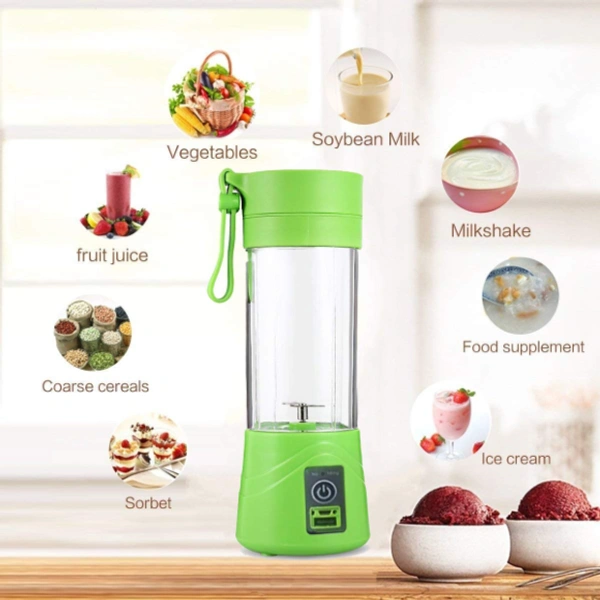 Travel Electric 6 Blades USB Juicer with in-built Power Bank - 19 x 5 x 2 Centimeters, Multicolored, Body - Plastic. Blade Material - Stainless Steel
