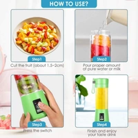 Travel Electric 6 Blades USB Juicer with in-built Power Bank - 19 x 5 x 2 Centimeters, Multicolored, Body - Plastic. Blade Material - Stainless Steel
