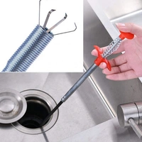 Sink, Drain Pipe Cleaning Spring Stick Tool (160 cm) - 160 CM, Black, Plastic