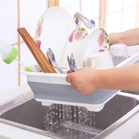 4 in 1 Multifunctional Silicon Kitchen Foldable Draining Dish Tub with Plug - 12"X14.3", Multicolor, Plastic and Siliconized rubber