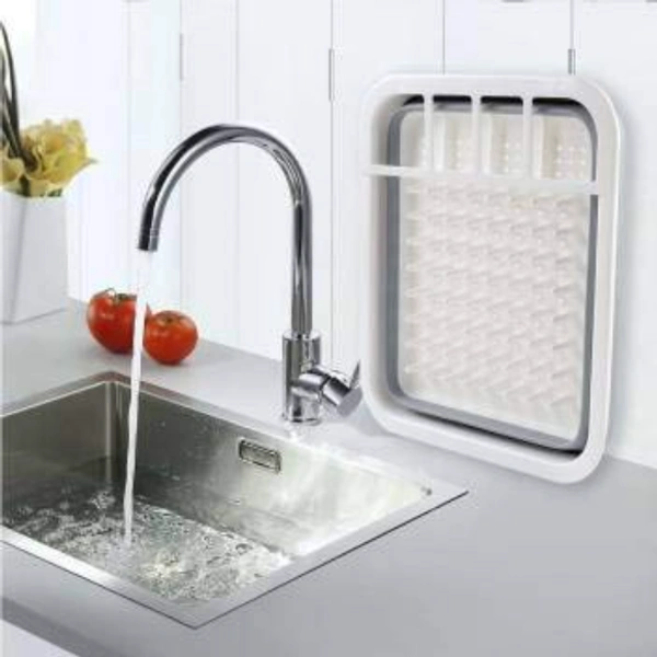 4 in 1 Multifunctional Silicon Kitchen Foldable Draining Dish Tub with Plug - 12"X14.3", Multicolor, Plastic and Siliconized rubber