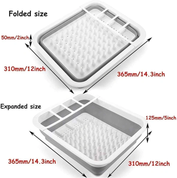 4 in 1 Multifunctional Silicon Kitchen Foldable Draining Dish Tub with Plug - 12"X14.3", Multicolor, Plastic and Siliconized rubber