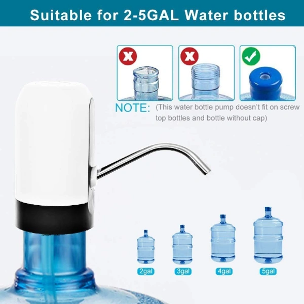 Automatic Wireless Water Can Dispenser Pump for 20 Litre Bottle Can - -, Blackwhite, Silicon