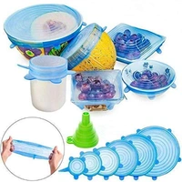 Food Safety & Freezer Safe Reusable Silicon Stretch Lids (Set of 6 ) - 2.6", 3.8", 4.5", 5.7", 6.5", And 8.3", Multicolor, Silicon