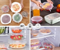 Food Safety & Freezer Safe Reusable Silicon Stretch Lids (Set of 6 ) - 2.6", 3.8", 4.5", 5.7", 6.5", And 8.3", Multicolor, Silicon