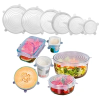 Food Safety & Freezer Safe Reusable Silicon Stretch Lids (Set of 6 ) - 2.6", 3.8", 4.5", 5.7", 6.5", And 8.3", Multicolor, Silicon