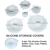 Food Safety & Freezer Safe Reusable Silicon Stretch Lids (Set of 6 ) - 2.6", 3.8", 4.5", 5.7", 6.5", And 8.3", Multicolor, Silicon