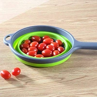 Foldable Silicone Vegetable, Fruit Food Strainer with Handle - 33.5 X 20 X 9 CM(approx.), Multicolor, Silicon