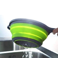 Foldable Silicone Vegetable, Fruit Food Strainer with Handle - 33.5 X 20 X 9 CM(approx.), Multicolor, Silicon