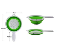 Foldable Silicone Vegetable, Fruit Food Strainer with Handle - 33.5 X 20 X 9 CM(approx.), Multicolor, Silicon