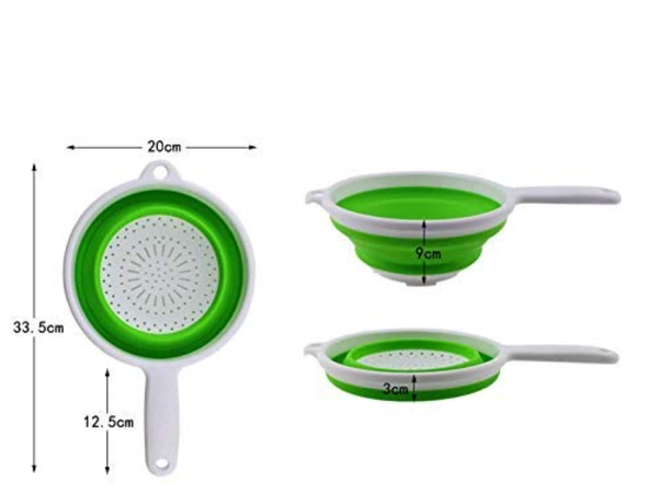 Foldable Silicone Vegetable, Fruit Food Strainer with Handle - 33.5 X 20 X 9 CM(approx.), Multicolor, Silicon