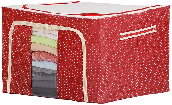 Steel frame Double Opening Zipped Storage Organiser bag (72 LTR, 1 piece) - 50 x 40 x 36 cm, Multicolor, OXFORD 600D
