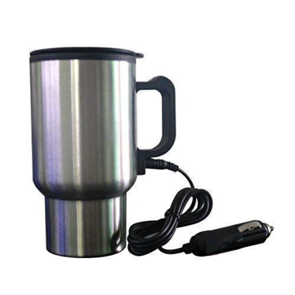 Travel 12V Car Charging Electric Kettle 450 ml - 20 x 15 x 5 cm, Silver, Stainless Steel