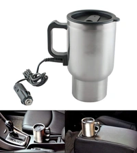 Travel 12V Car Charging Electric Kettle 450 ml - 20 x 15 x 5 cm, Silver, Stainless Steel