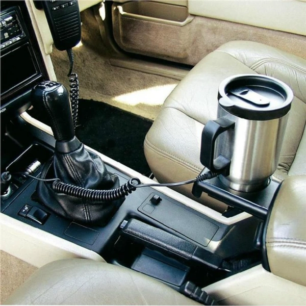 Travel 12V Car Charging Electric Kettle 450 ml - 20 x 15 x 5 cm, Silver, Stainless Steel