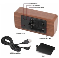Wooden LED Digital Alarm Clock - 8 x 8 x 8 cm, CHOCOLATE, Wood