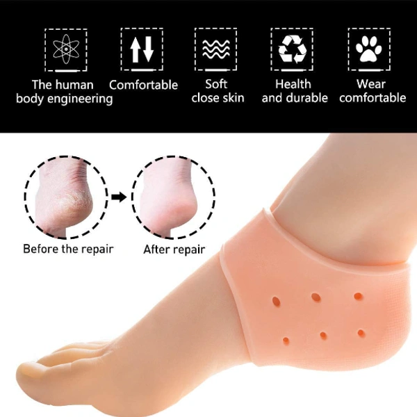 Anti Crack Silicon Gel Heel Pain Relief And Foot Protector Free Size - 1 Pair (anti crack Socks) - Unisize, Multi Color, Silicon