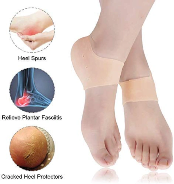 Anti Crack Silicon Gel Heel Pain Relief And Foot Protector Free Size - 1 Pair (anti crack Socks) - Unisize, Multi Color, Silicon