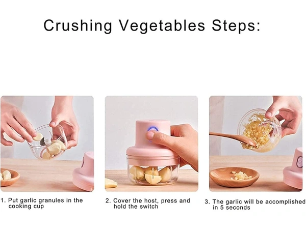 Electric Garlic Crusher Machine 250 ml - 20 x 20 x 20 cm, Multi Color