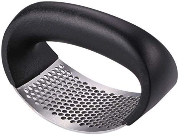 Stainless Steel Curved Garlic Chopper Manual - 25 x 10 x 5 cm, Black, Stainless Steel, Plastic