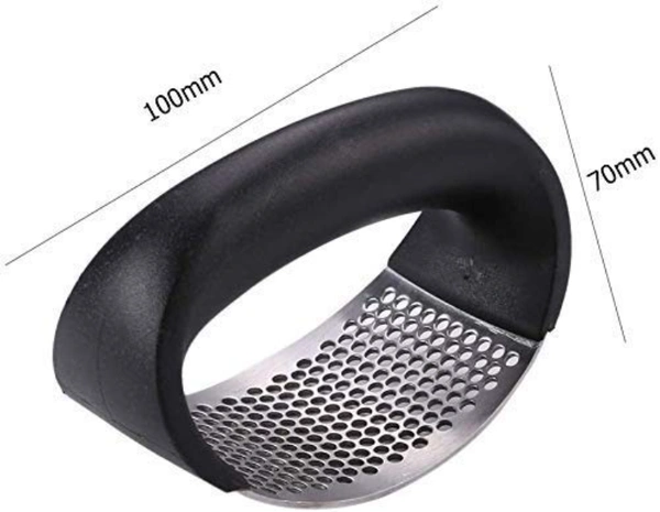 Stainless Steel Curved Garlic Chopper Manual - 25 x 10 x 5 cm, Black, Stainless Steel, Plastic