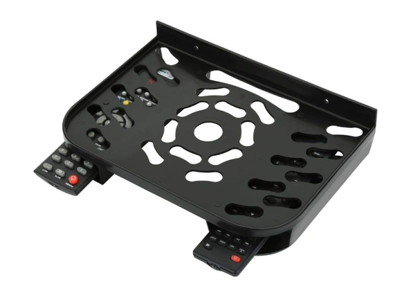 TV Set Top Box Stand with Double Remote Holder Wall Shelf - Black, Plastic