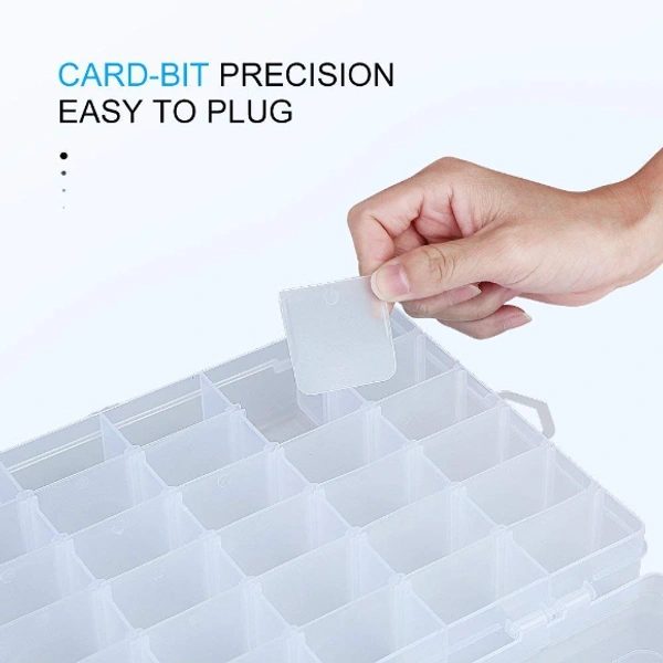 24 Grids Section Plastic Grid Box Organizer for Jewelry, Hair Pins, Medicines, Craft material, Lipstick, Nail paint - 29 x 24 x 4.5 cm (Approx.), Transparent, Plastic