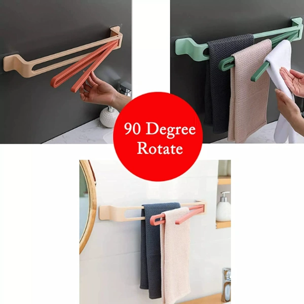 Self-Adhesive Wall Mounted Plastic Towel Bar for Bathroom, Kitchen - 53 X 5 X 10 Cm, Multi Color, PS+PP