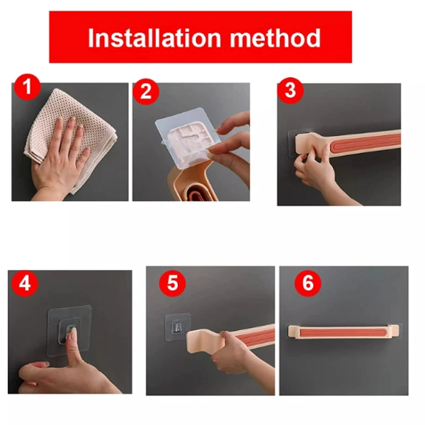 Self-Adhesive Wall Mounted Plastic Towel Bar for Bathroom, Kitchen - 53 X 5 X 10 Cm, Multi Color, PS+PP