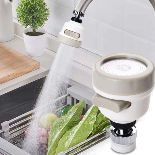 360 Degree Rotating Water Sprinkler Faucet - Total height 8.5cm(3.35in), total width 5.5cm(2.17in), base inner diameter 2.2cm(0.87in), base outer diameter 2.4cm(0.94in), Chrome, ABS plastic, stainless steel and silicone