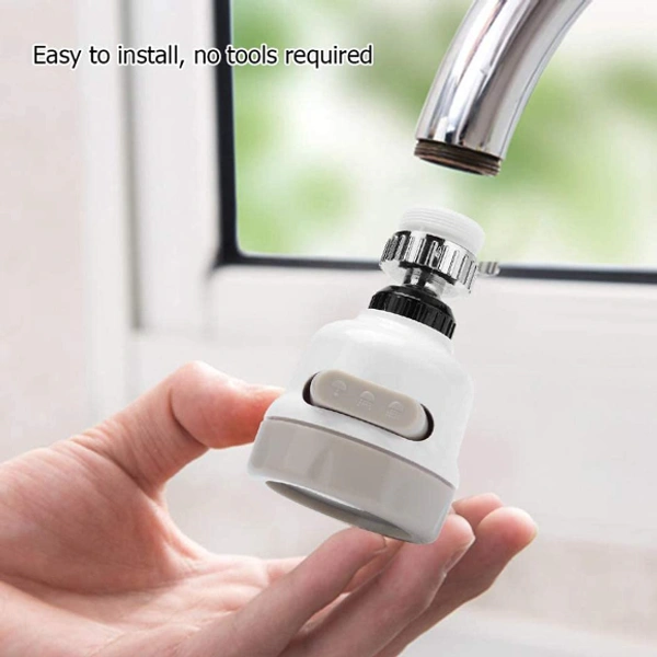 360 Degree Rotating Water Sprinkler Faucet - Total height 8.5cm(3.35in), total width 5.5cm(2.17in), base inner diameter 2.2cm(0.87in), base outer diameter 2.4cm(0.94in), Chrome, ABS plastic, stainless steel and silicone