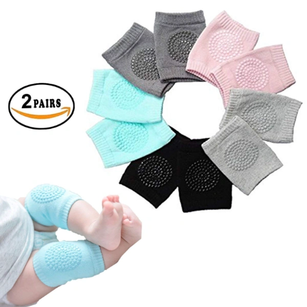 Baby Knee and Elbow Crawling pad - 2 Pair - Multi Color, Cotton and Elastic