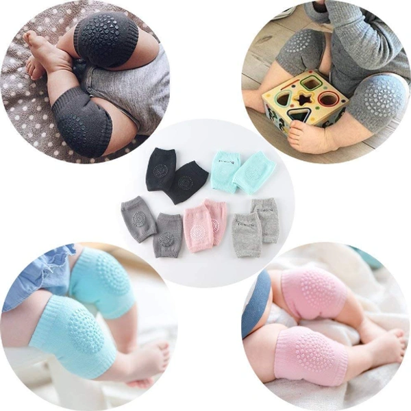 Baby Knee and Elbow Crawling pad - 2 Pair - Multi Color, Cotton and Elastic