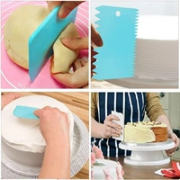 Plastic Dough Bench Scraper Cake Cutter, Chopper, Smoother Icing Fondant Cake Decorating Pastry Baking Tool - 3PCS Set - 1. 85 x 120 mm 2. 80 x 120 mm 3. 75 x 110 mm, Multi Color, Food Grade PP Plastic