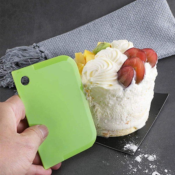 Plastic Dough Bench Scraper Cake Cutter, Chopper, Smoother Icing Fondant Cake Decorating Pastry Baking Tool - 3PCS Set - 1. 85 x 120 mm 2. 80 x 120 mm 3. 75 x 110 mm, Multi Color, Food Grade PP Plastic