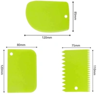 Plastic Dough Bench Scraper Cake Cutter, Chopper, Smoother Icing Fondant Cake Decorating Pastry Baking Tool - 3PCS Set - 1. 85 x 120 mm 2. 80 x 120 mm 3. 75 x 110 mm, Multi Color, Food Grade PP Plastic