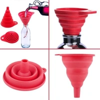 Collapsible Silicone Funnel  for Liquid, Oil, Sauce, Water, Juice - 8 x 3 x 9 cm; (When Fully Erect) - 9 cm :: Top Mouth Diameter - 7 cm :: Bottom Mouth Diameter - 1 cm, Multi Color, Food Grade Silicon