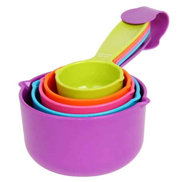Kitchen Cooking and Baking Measurement Measuring Cups Spoons Set - 1 Set of 5 Pieces - 13 x 9 x 8 cm, Multi Color, Plastic