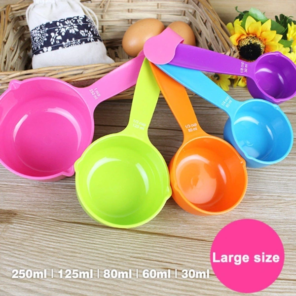 Kitchen Cooking and Baking Measurement Measuring Cups Spoons Set - 1 Set of 5 Pieces - 13 x 9 x 8 cm, Multi Color, Plastic